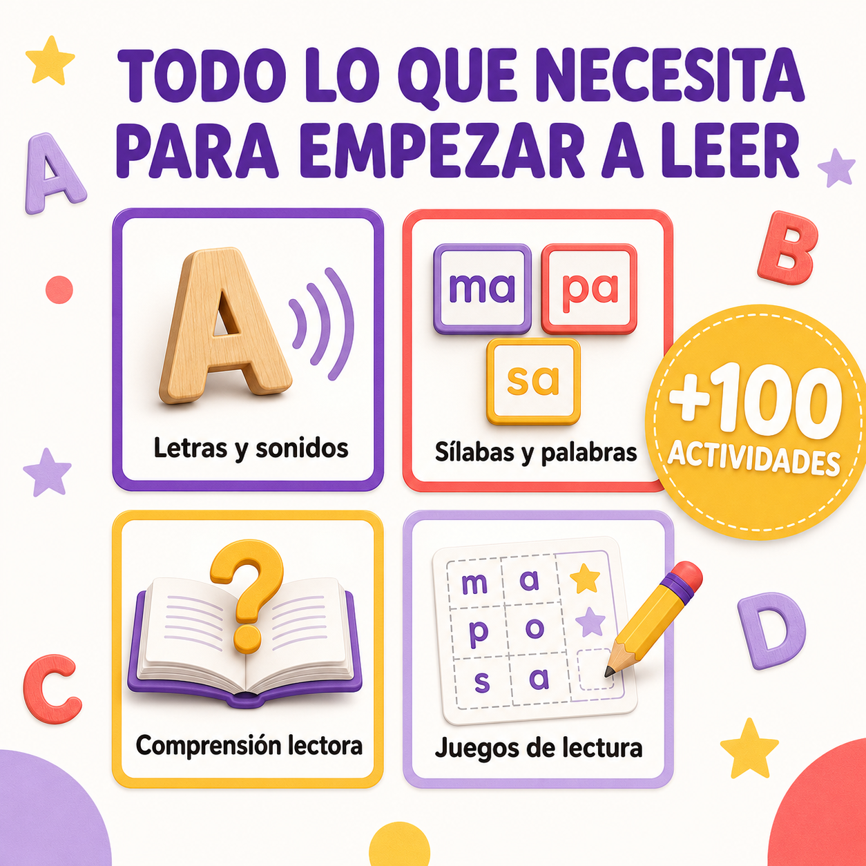 Tu hijo aprenderá a leer jugando | +100 actividades